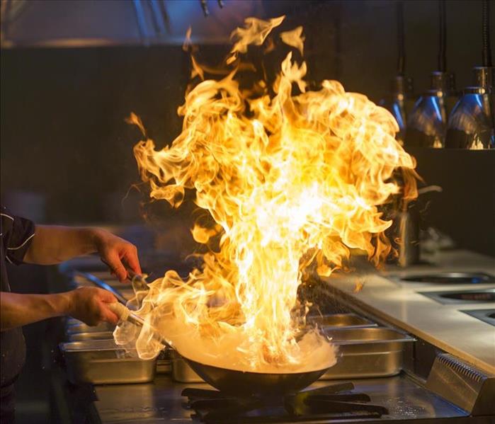 Large flame in a pan.