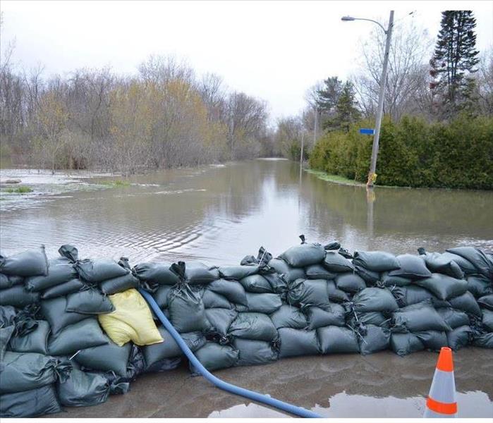 water barrier of sand bag to prevent flood